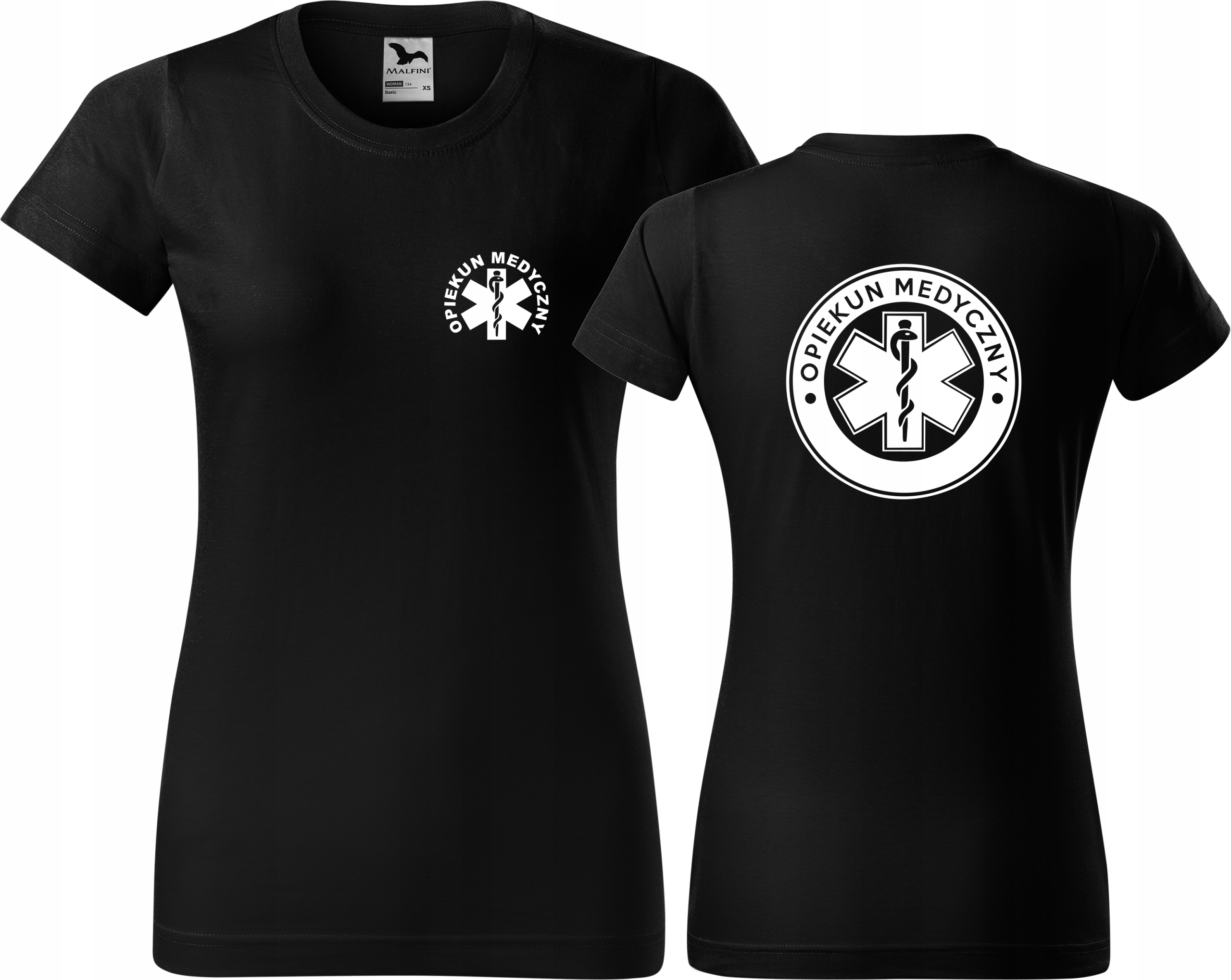 

Damska koszulka medyczna Opiekun Medyczny Czarna