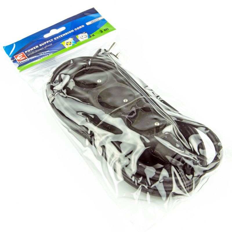 El Emos Przedłużacz 3G 3M Czarny PC0313