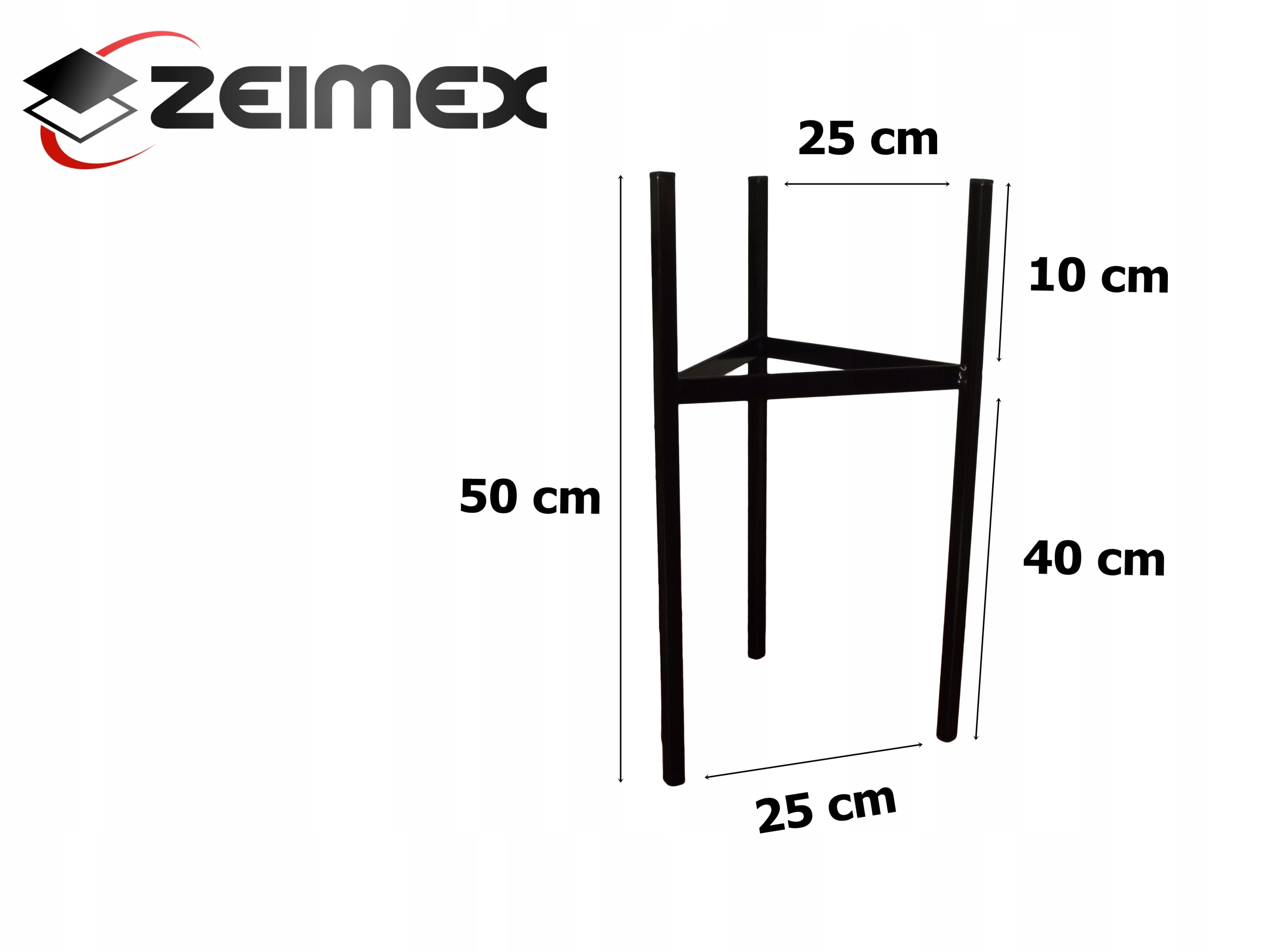 POLSKI KWIETNIK STOJAK NA KWIATY PODSTAWKA METALOWY LOFT 50 cm CZARNY BIAŁY Wysokość produktu 50 cm