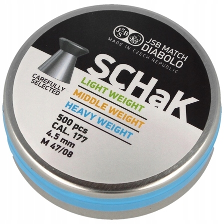 Śrut 4,50 mm Jsb SCHaK Blue Heavy Weight 500 szt. 0,535g płaski gładki