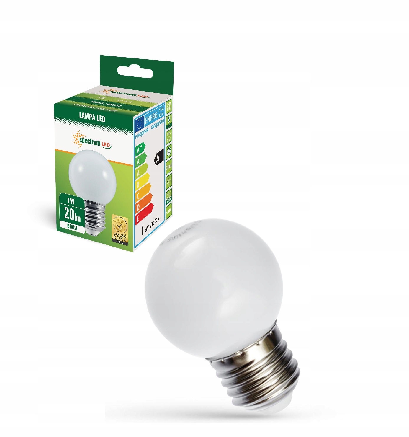 

ŻarówkA Led E27 1W Kulka Dekoracyjna 230V Zimna