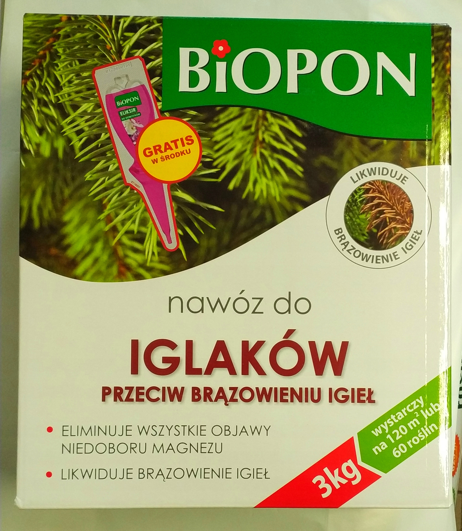 

Nawóz do Iglaków przeciw brązowieniu igieł Biopon