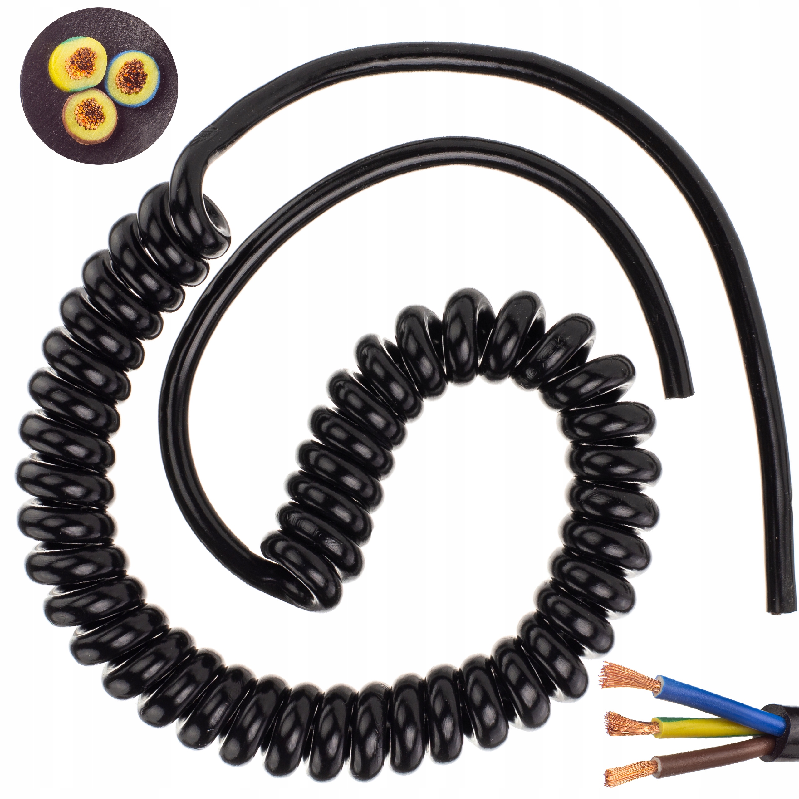

Przewód kabel prądowy spiralny Omy 3x1 1,4m