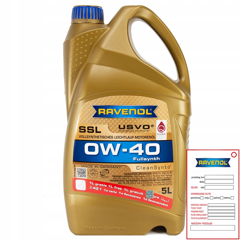 0W-40 5L Ssl Sae Ravenol 0W-40 4L+1L Ssl Sae Raven
