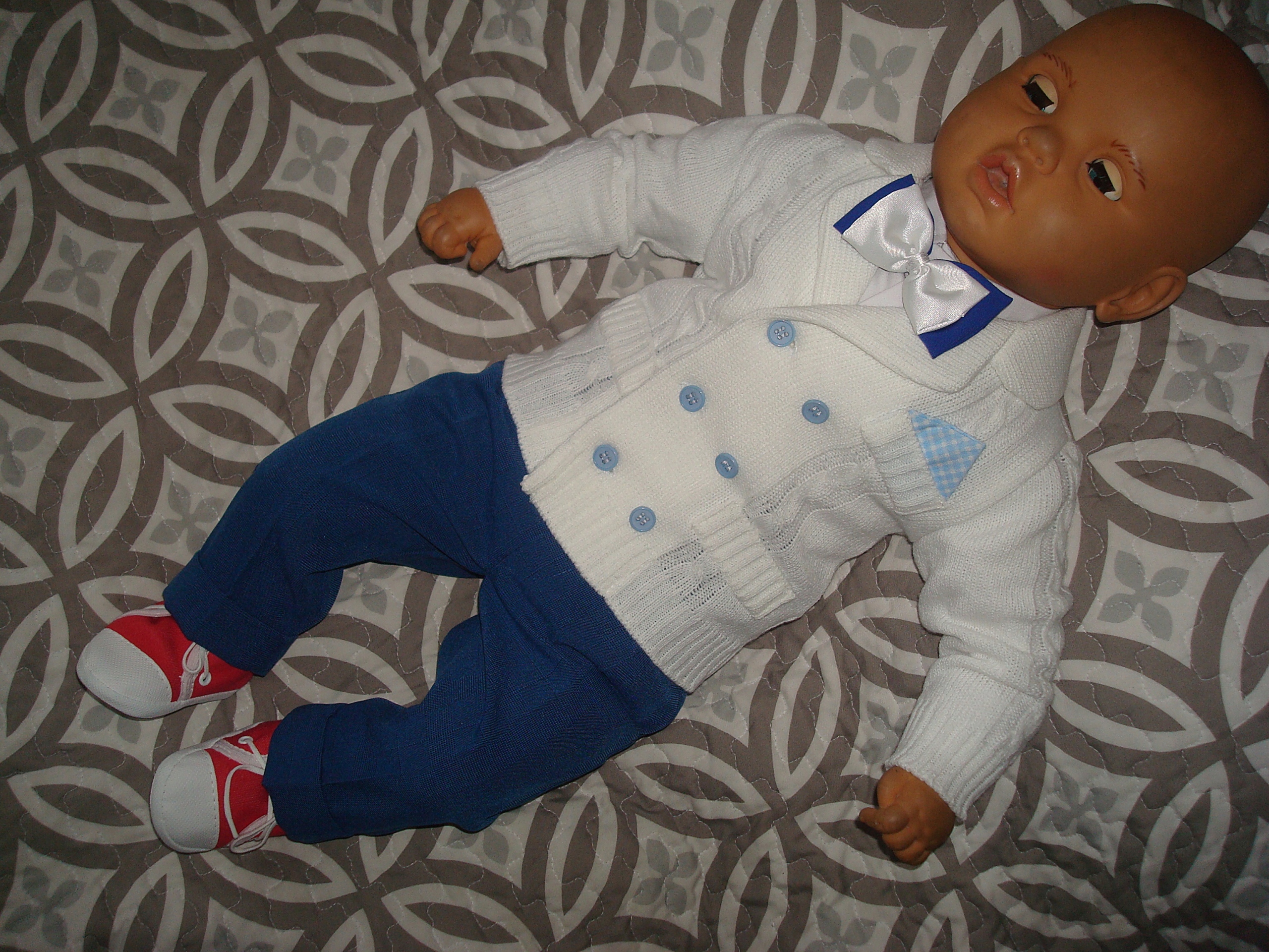 KOMPLET DO CHRZTU MARYNARKA r.68 CHRZEST SWETEREK Płeć Chłopcy