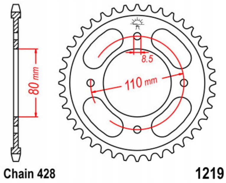 Zadní ozubení 428 Jtr 42Z Honda Cbf 125 M 09-16