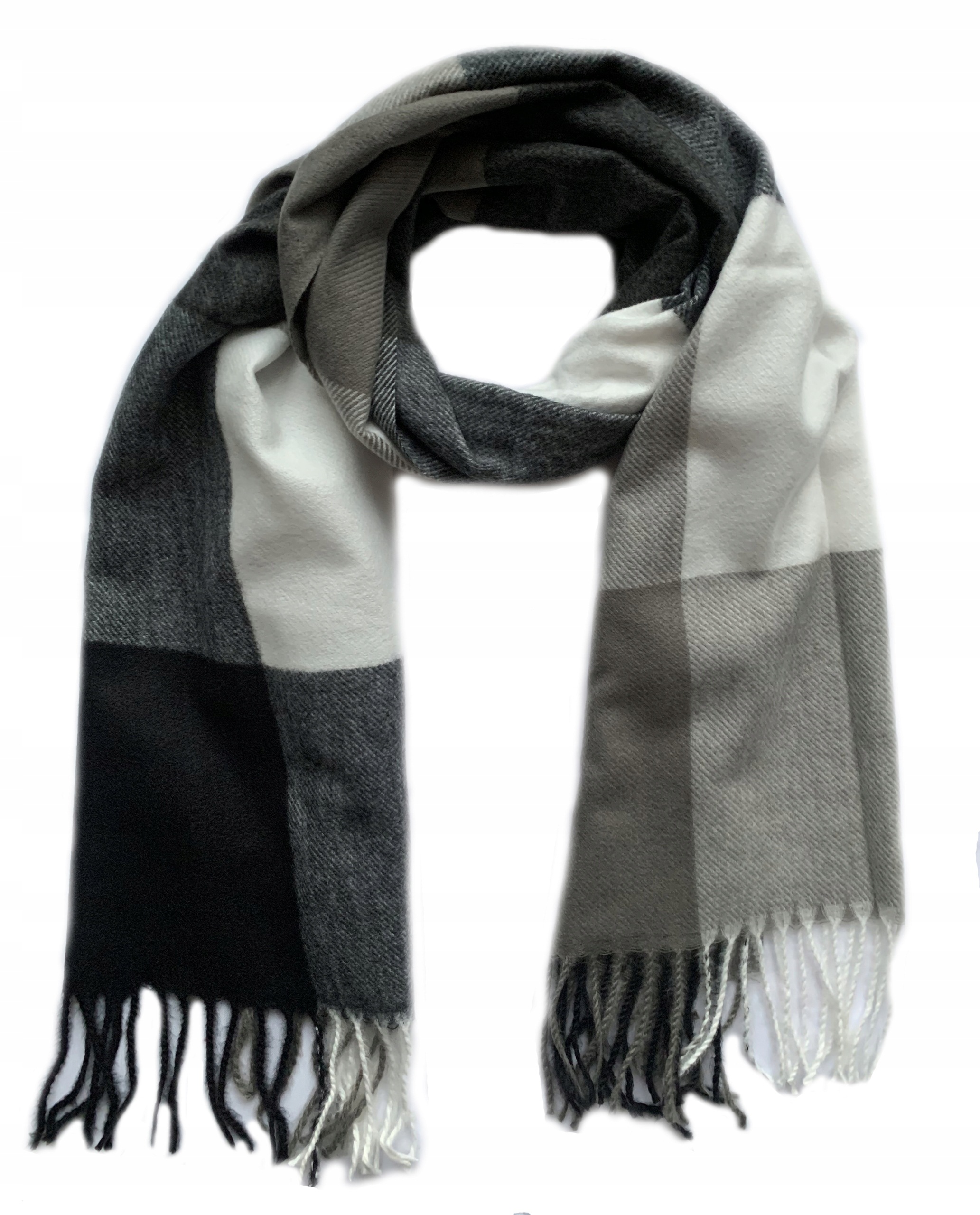 MODNY SZALIK SZAL DUŻY KRATA FRĘDZLE ELEGANCKI