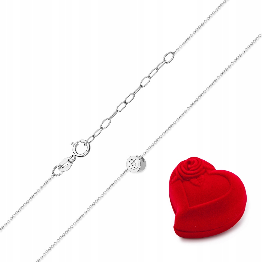 

Naszyjnik 585 Celebrytka Kółko Diament Białe Złoto