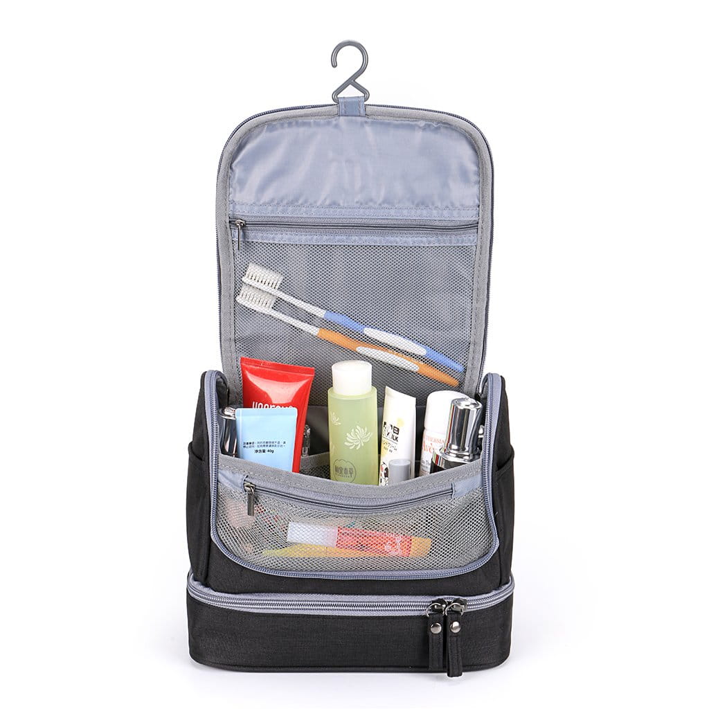 KOSMETYCZKA MĘSKA DAMSKA PODRÓŻNA WISZĄCA NA KOSMETYKI PĘDZLE LEKI Kolor dominujący czarny