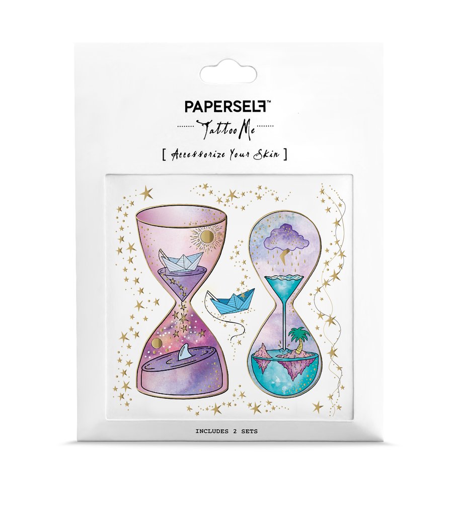 Paperself tatuaż wodny klepsydra kolorowy naklejka