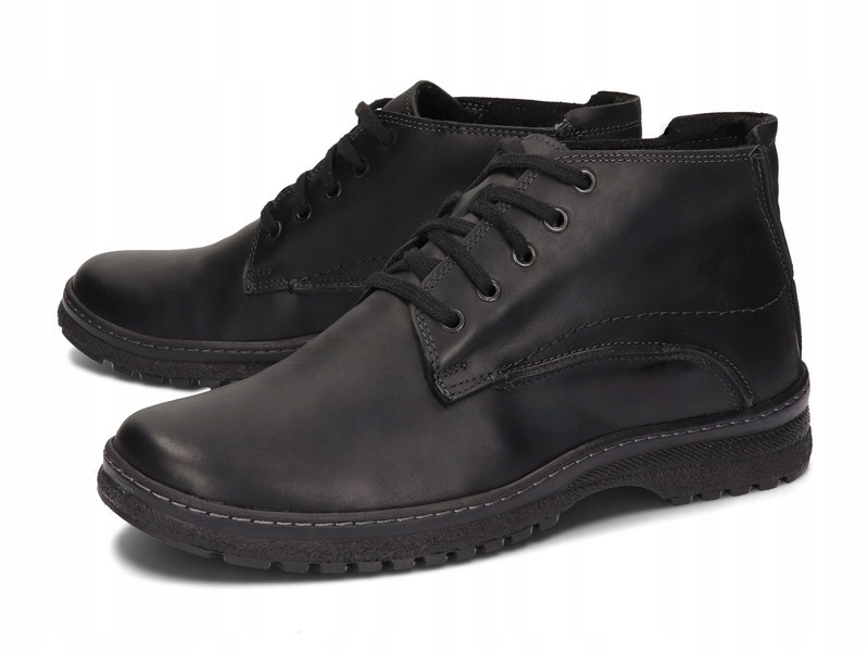 

Buty Ocieplone Polskie Skóra Traper 417 Cz 43