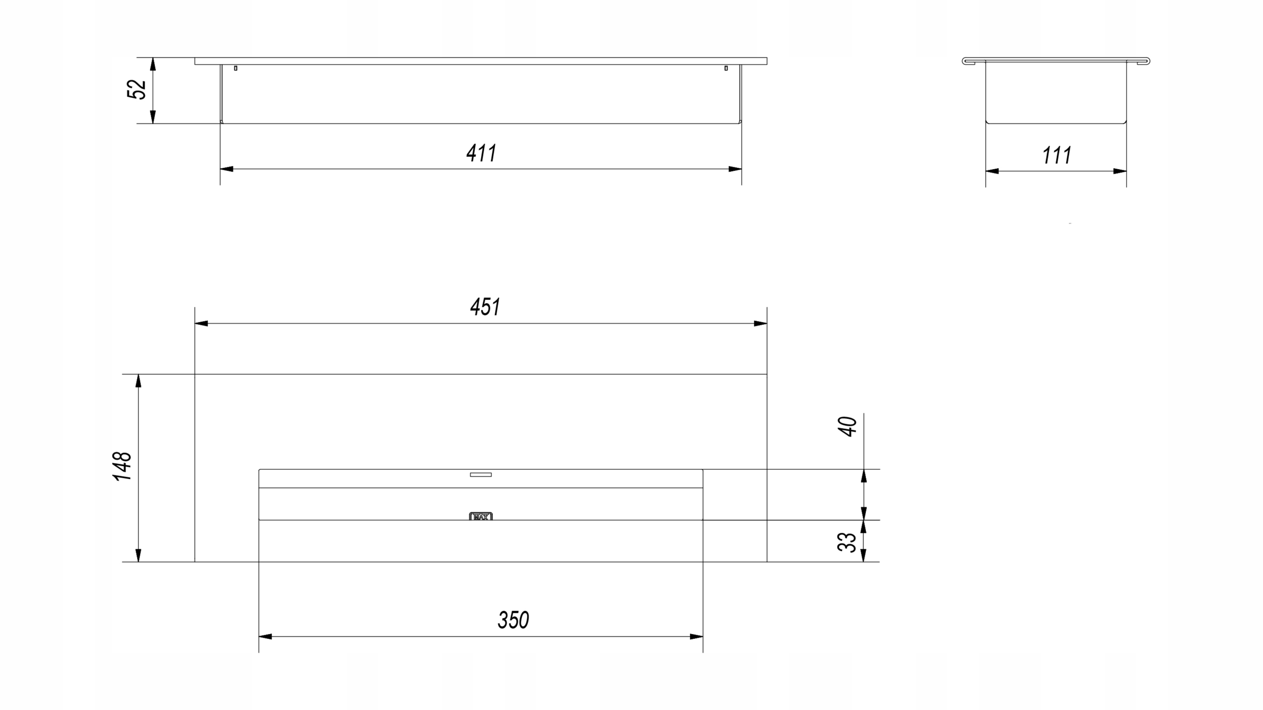 Biopojemnik długi 0,75 l do biokominka 451x148mm EAN (GTIN) 5901350006009