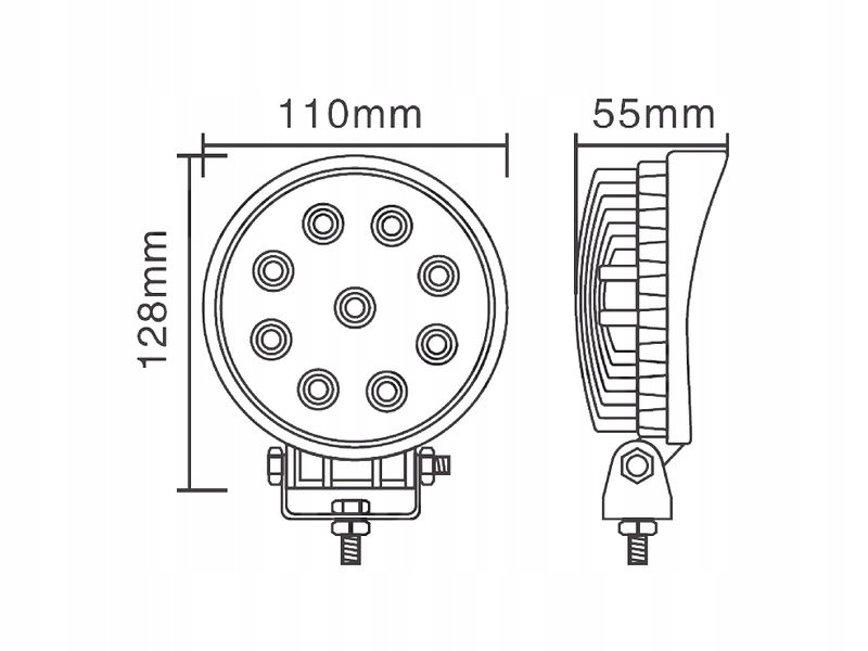 LAMPA ROBOCZA OKRĄGŁA LED 9 DIOD 12-24V Marka maszyny Bizon Ursus Zetor Inna