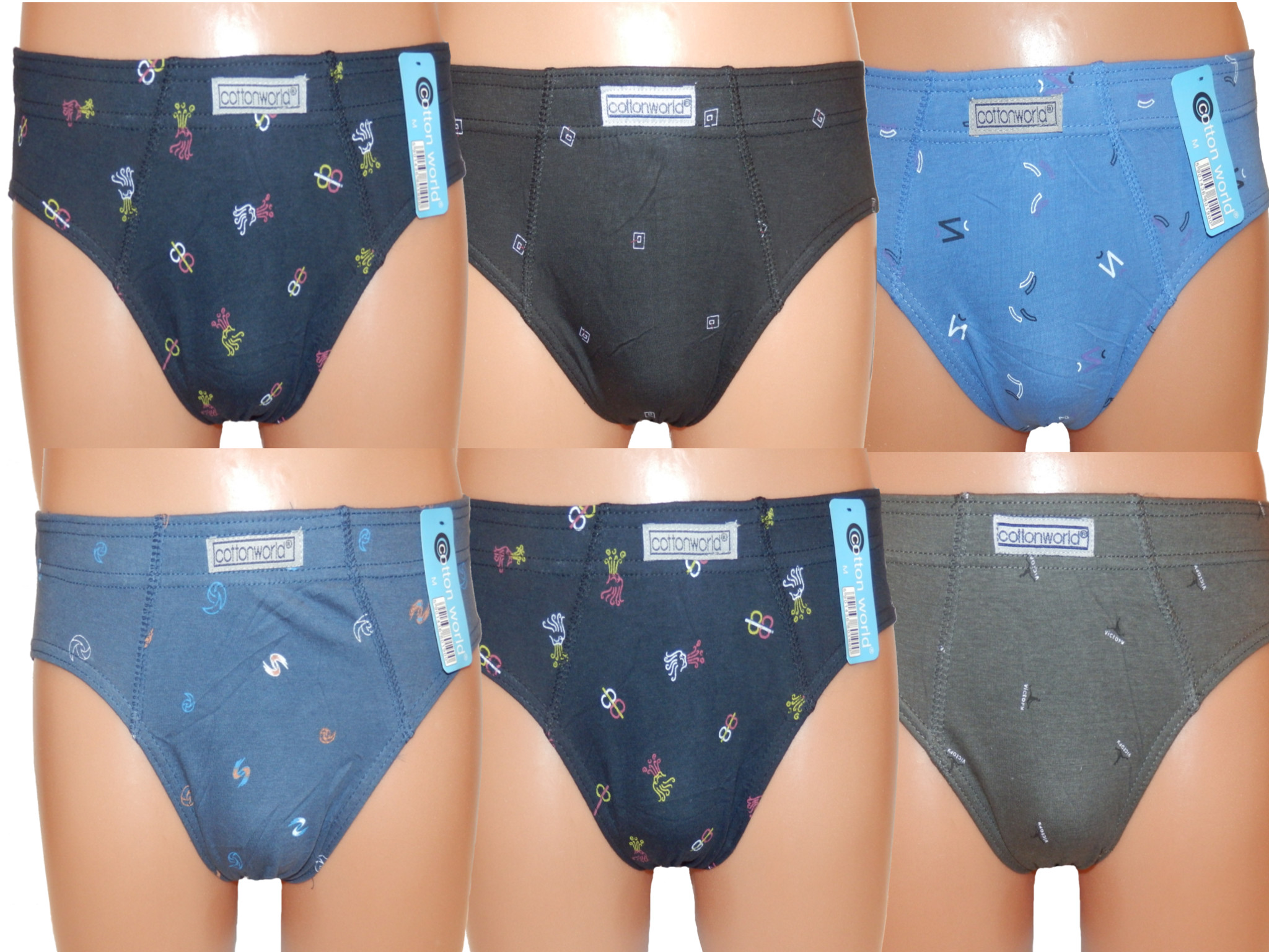 

Slipy majtki męskie Cotton World Pakiet 6 sztuk XL