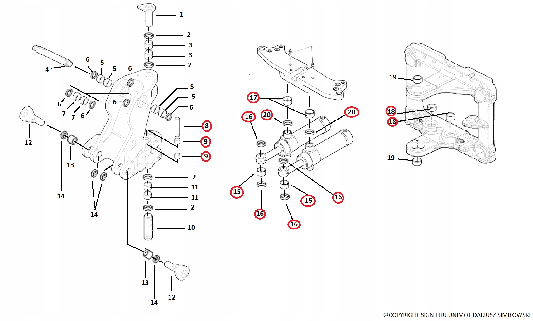 SWORZNIE TULEJE KONIK NEW HOLLAND OBROT SILOWNIKI Machine type Excavator Backhoe loader Loader