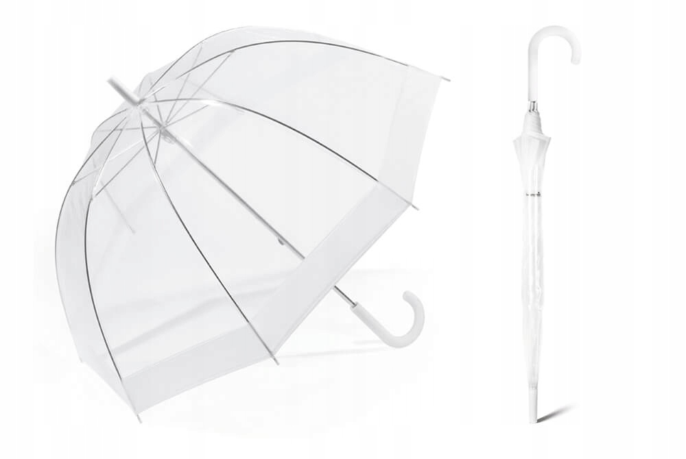 

Głęboki parasol Happy Rain Przezroczysty z lamówką