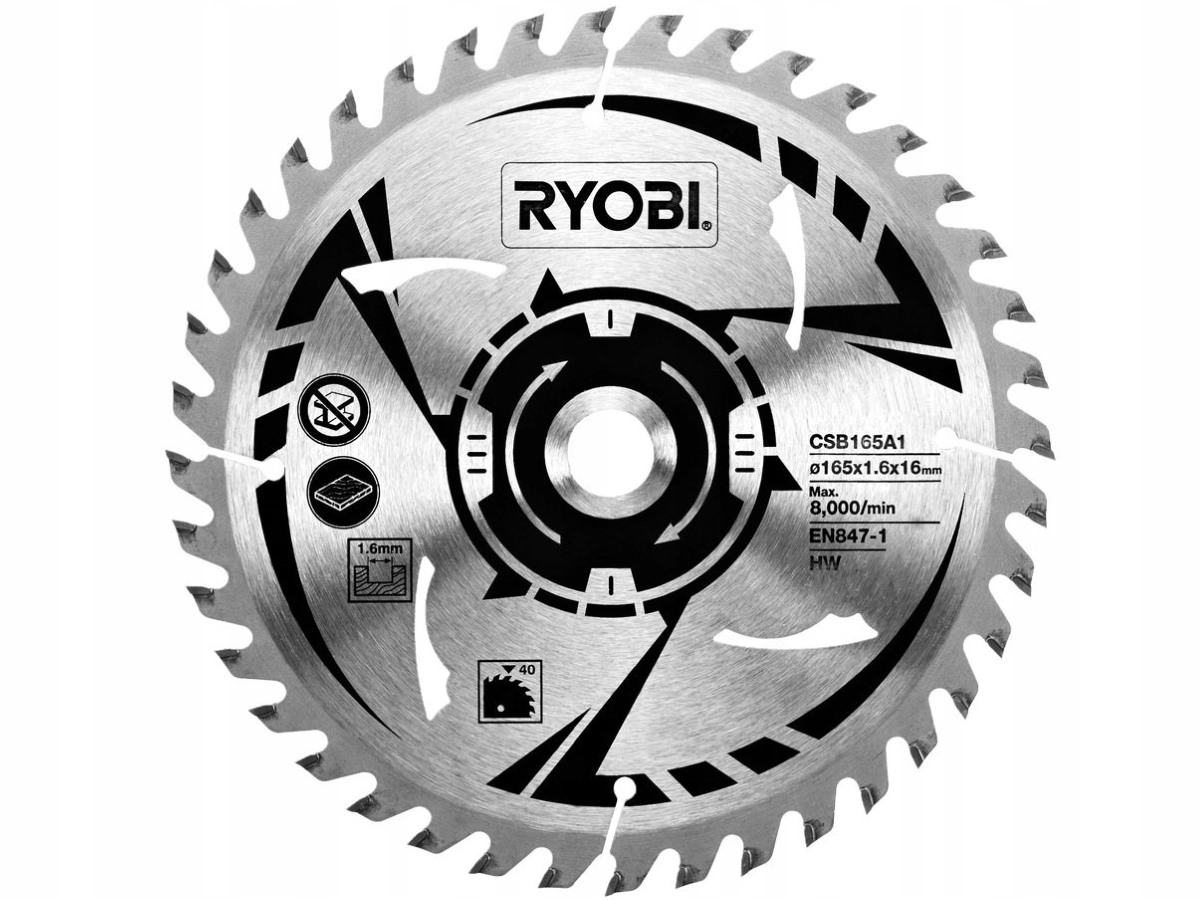 Ryobi CSB165A1 Tarcza do Drewna 165x16mm 40T Tct do Pilarek Precyzyjna