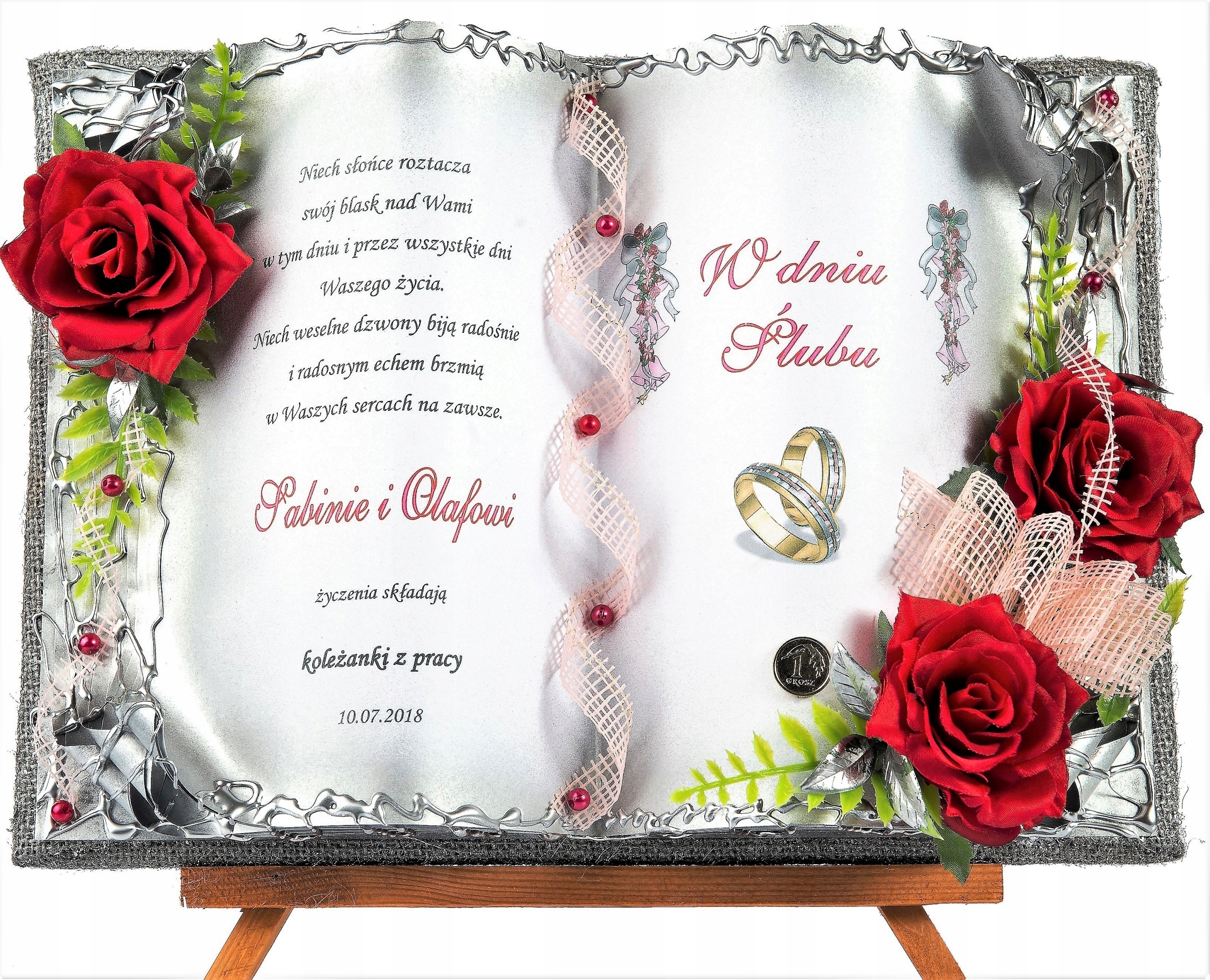 Na Svatba dárek Suvenýr s přáním přání knihy zdobené květinami