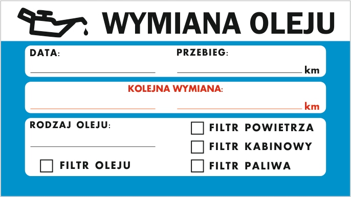 NOWOŚĆ!! NAKLEJKI OLEJOWE, wymiana oleju 200 SZTUK