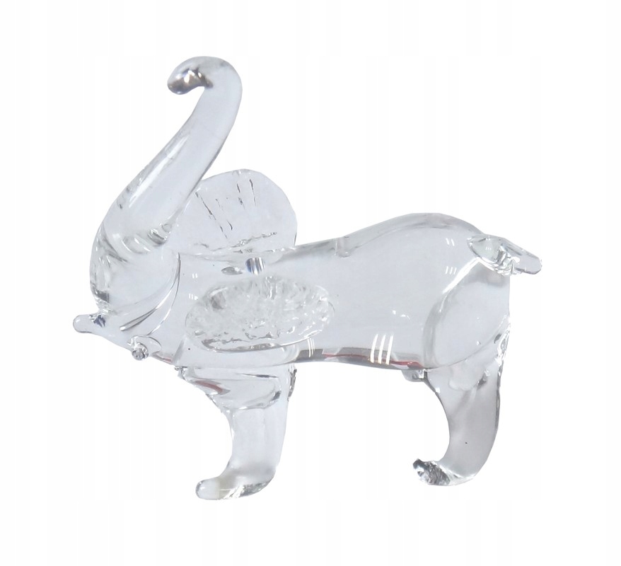 SŁONIK SZKLANY FIGURKA SŁOŃ Z TRĄBĄ NA SZCZĘŚCIE