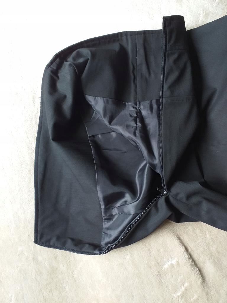 L141_CZARNA SPÓDNICA Z PODSZEWKĄ DO PRACY_S Wzór dominujący bez wzoru