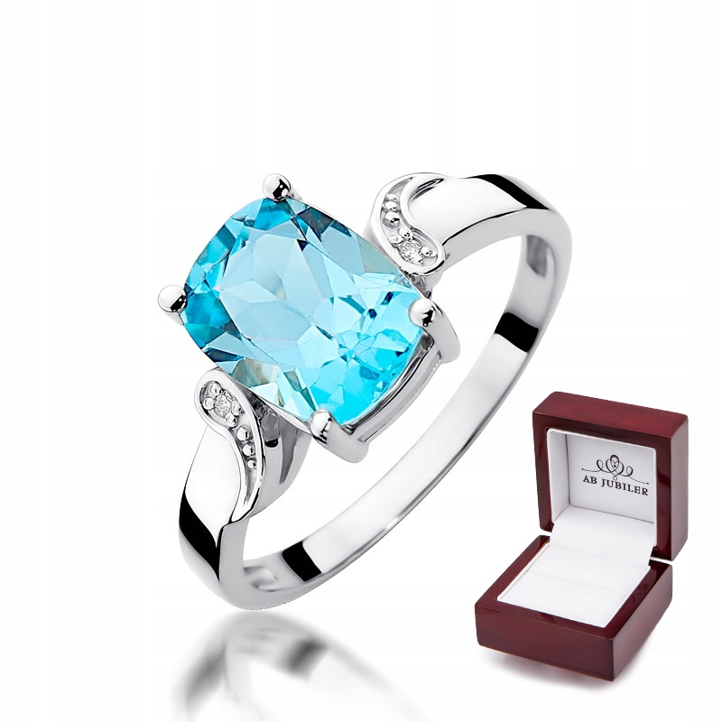 

Pierścionek 585 Białe Złoto Topaz 2,40ct Brylanty