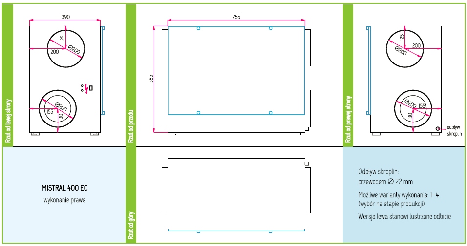 Rekuperator Mistral 400 EC Centrala Kod producenta MISTRAL