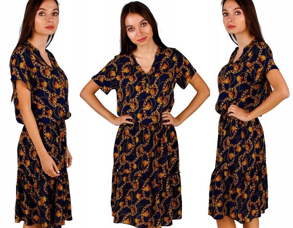 

Sukienka M midi 38 elegancka rozkloszowana kolory