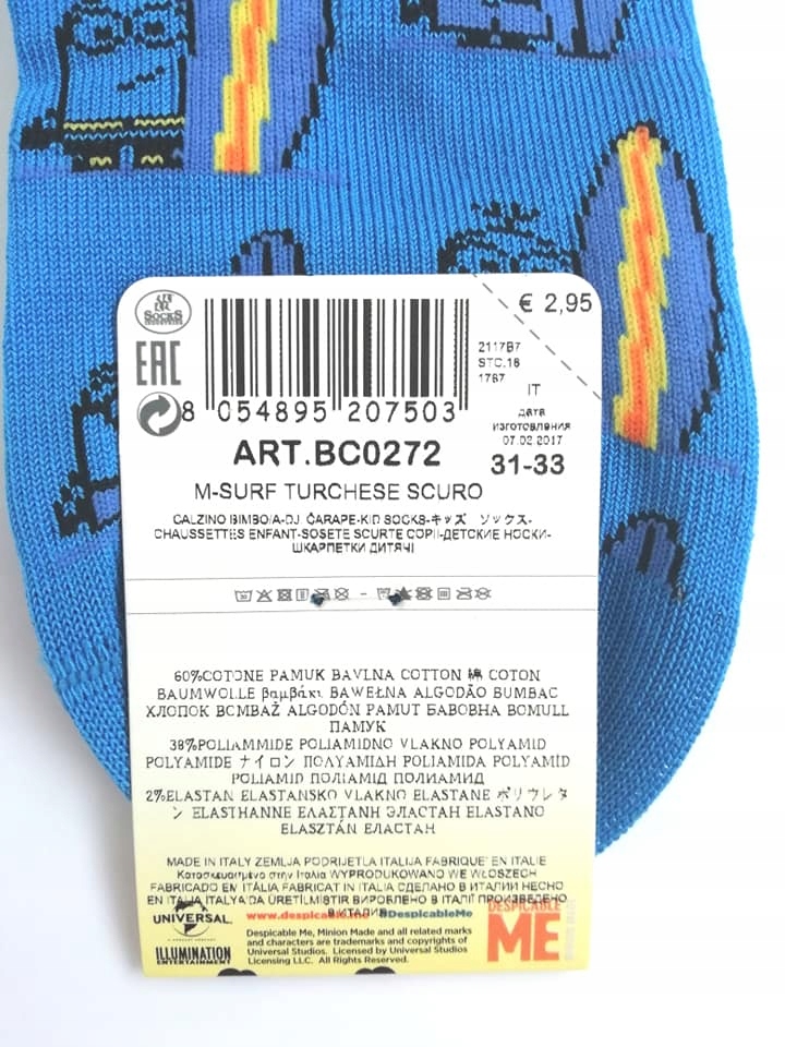 SKARPETKI Minionki Surf CALZEDONIA 34-36 KIDS HEL Rozmiar EU 33-36