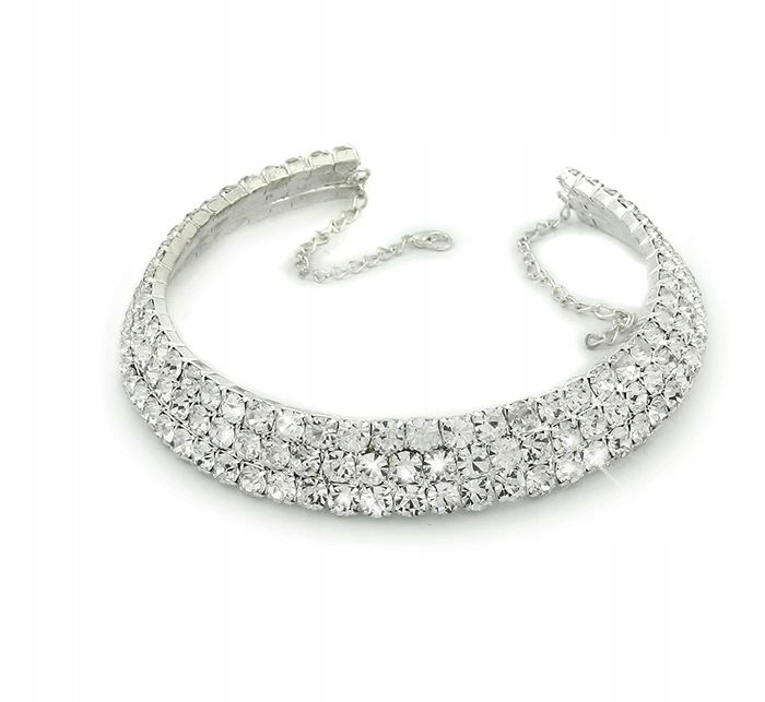 

Kolia 3 Rzędowa Srebrna Swarovski Gruba
