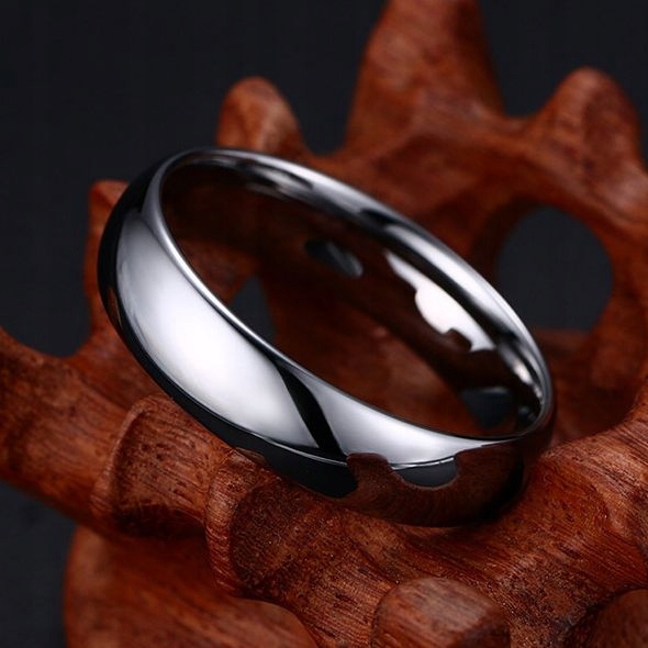 OBRĄCZKA Z WOLFRAMU KLASYCZNA SREBRNA r. 30 Kolekcja Wolframowa