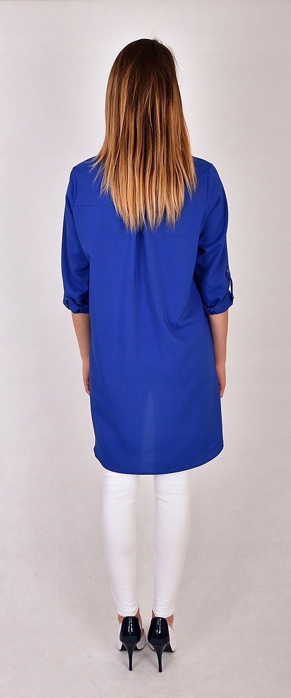 LUŹNA DŁUGA ASYMETRYCZNA KOSZULA pastele R - 46 Linia plus size (duże rozmiary)