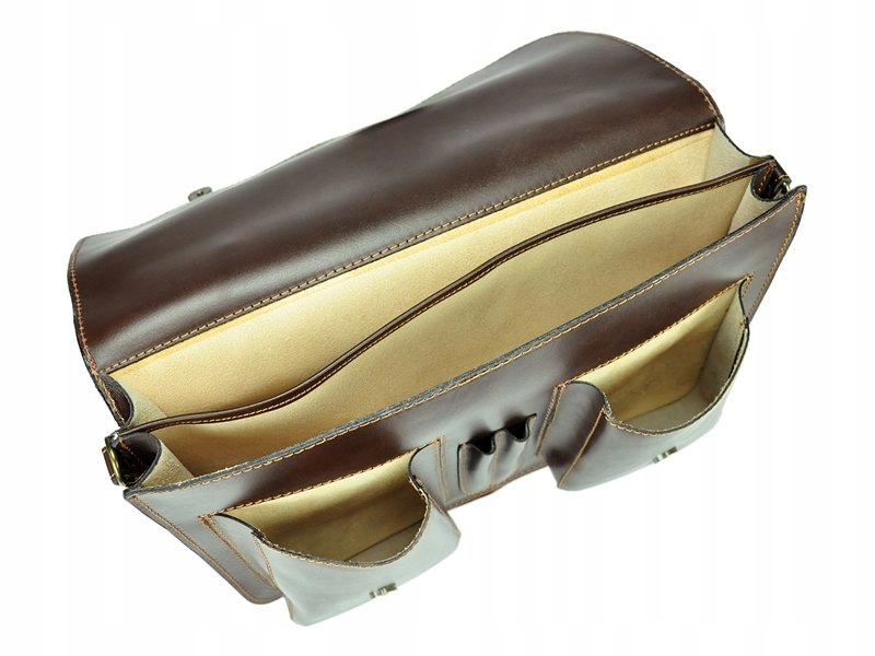 TECZKA MĘSKA SKÓRZANA AKTÓWKA NA DOKUMENTY LAPTOP Kolor okuć złoty