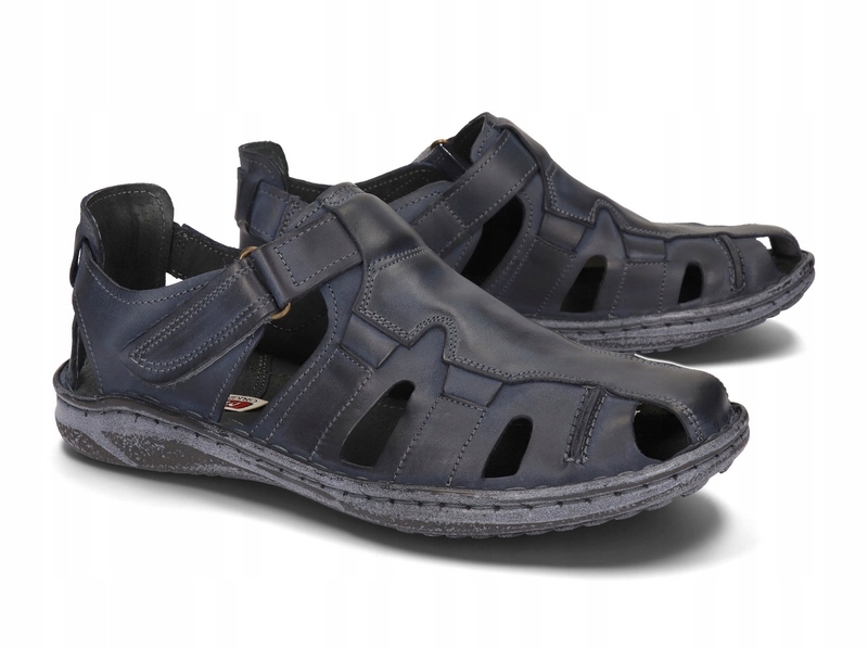 SANDAŁY NA RZEPY MĘSKIE SKÓRA POLSKIE 222 BLUE 43 Marka inna