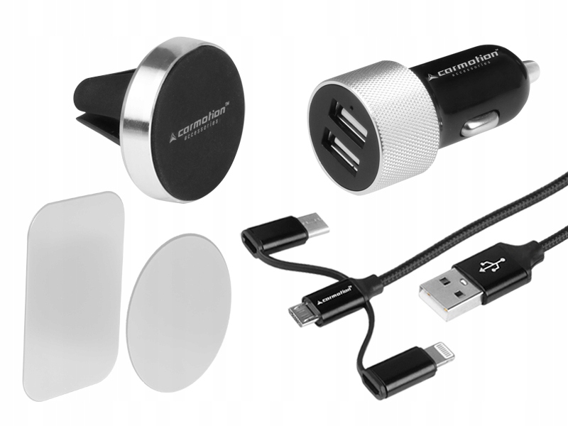 

Zestaw podróżny Ładowarka Usb + kabel 3w1 + uchwyt