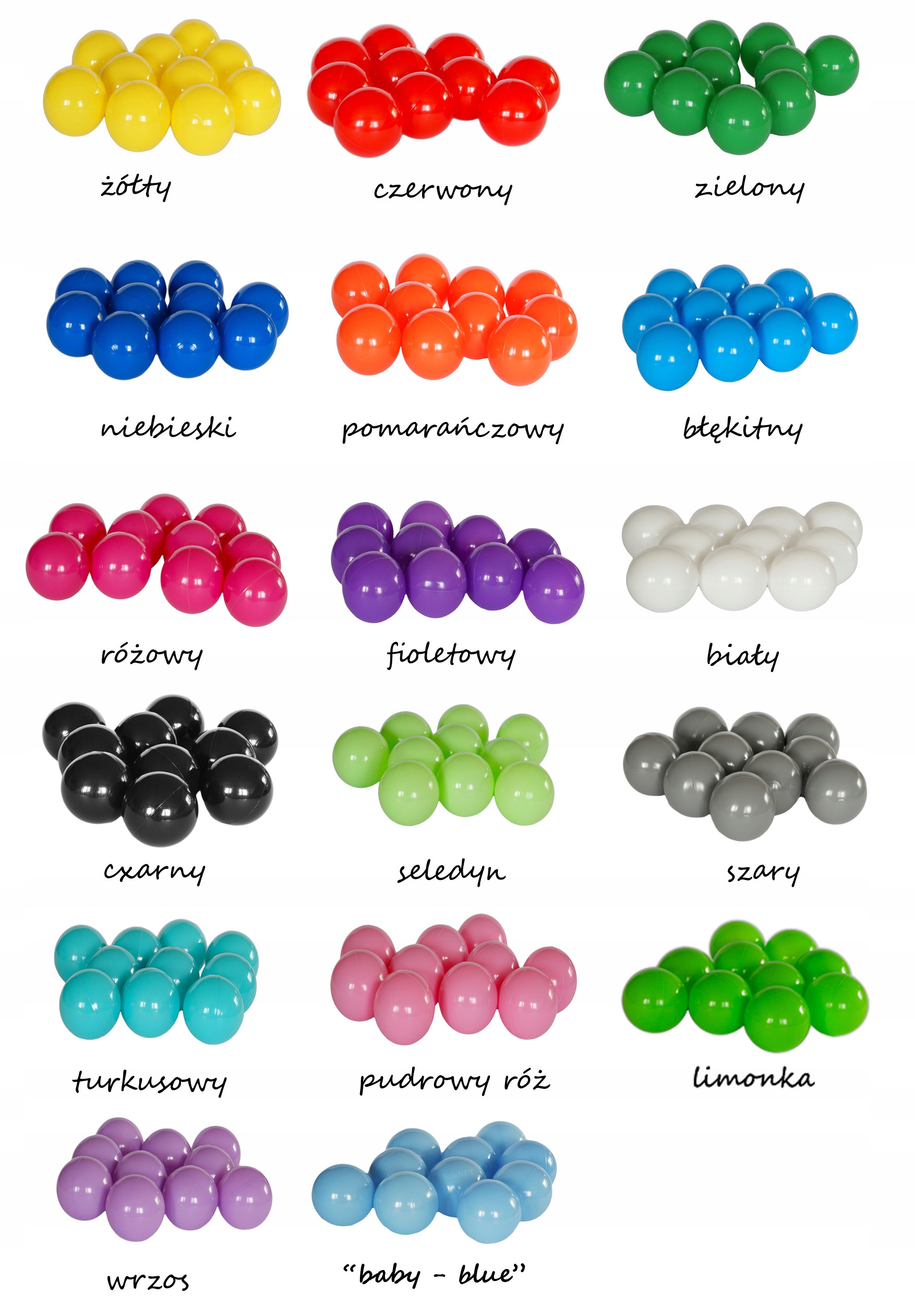 PIŁKI dla dzieci SUCHY BASEN 90szt 8cm 17kol