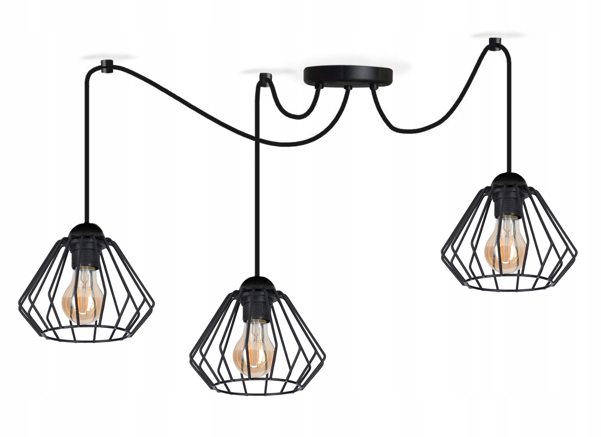 

Lampa wisząca Pająk Wire 3 druciany klosz