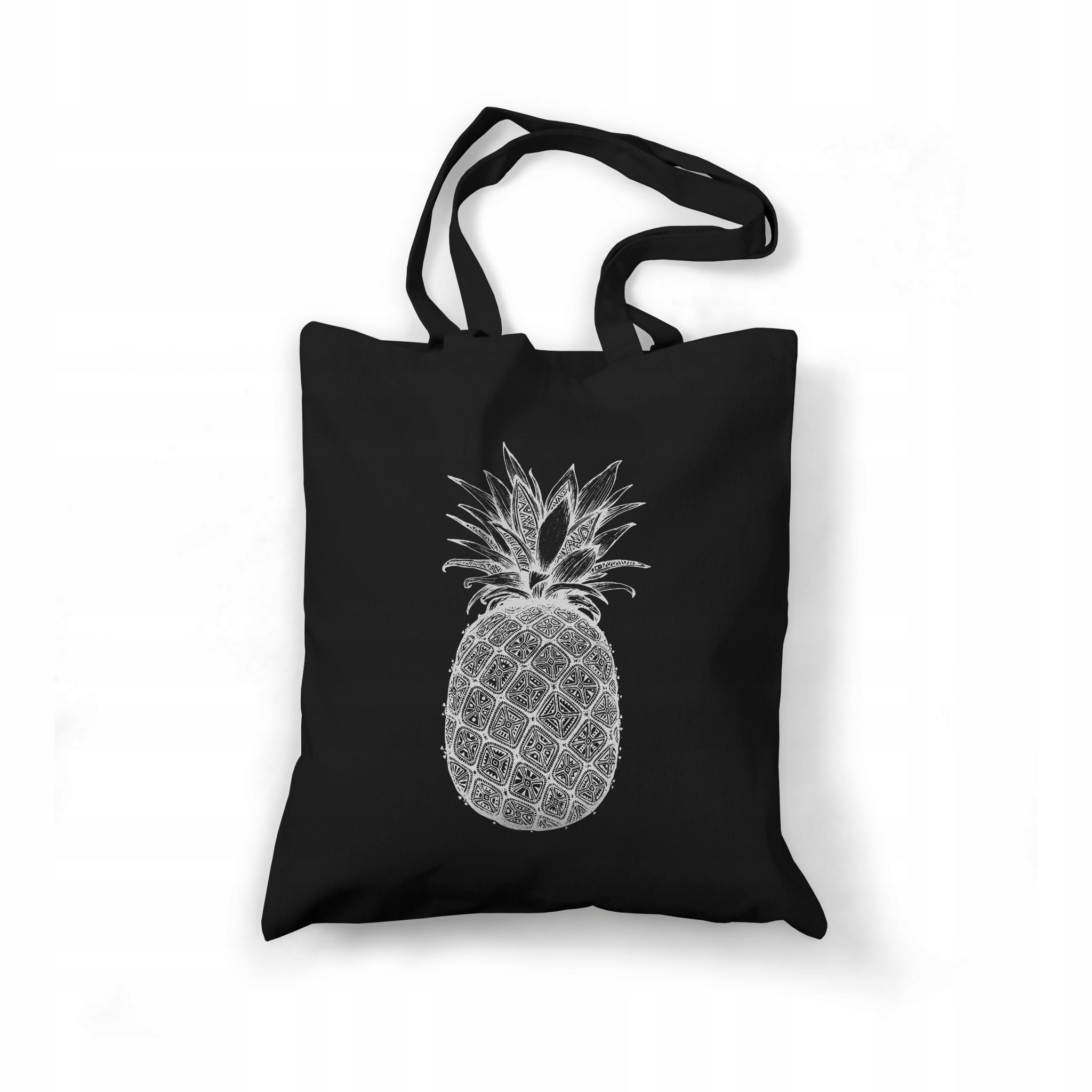 

Torba ekologiczna bawełniana czarna -nadruk Ananas