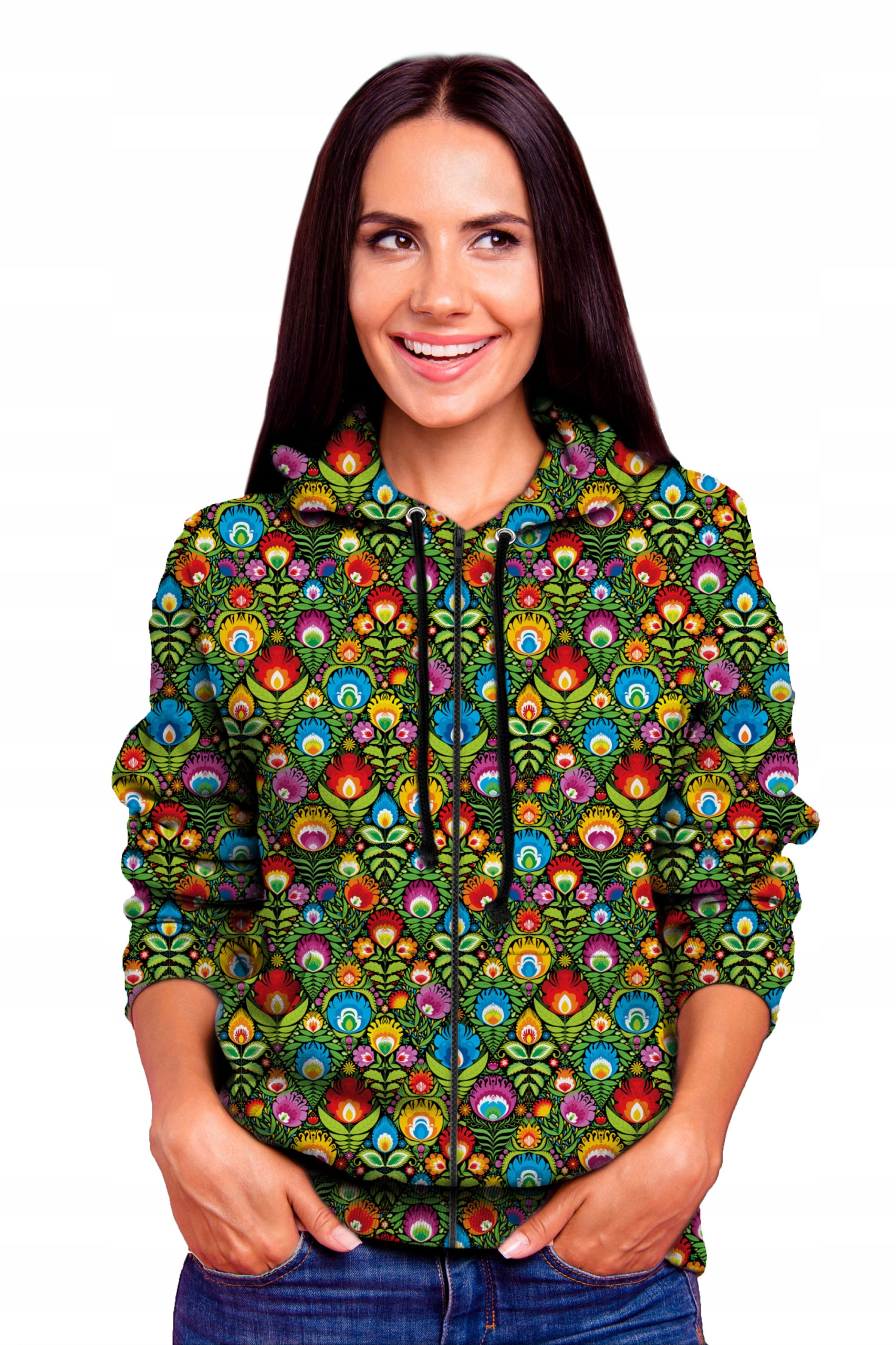 

Bluza Damska Zamek Print S Folklor Łowicki Stylowa