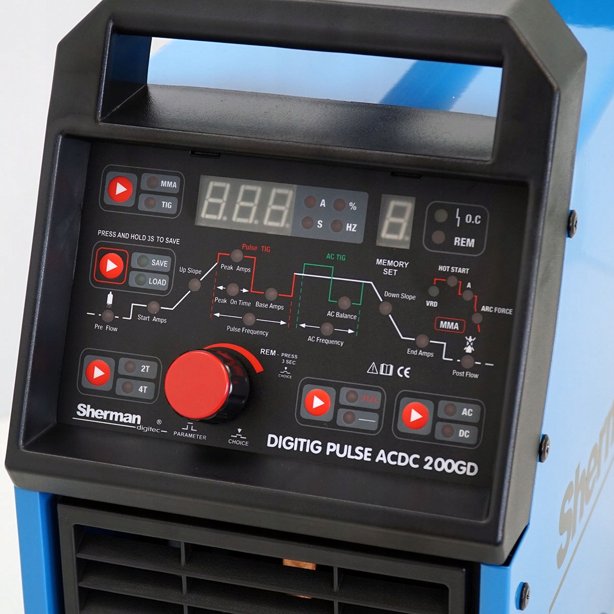 Spawarka Sherman TIG AC/DC 200GD Pulse HF 200A ALU TIG 200 do aluminium Model SHERMAN DIGITIG 200 GD