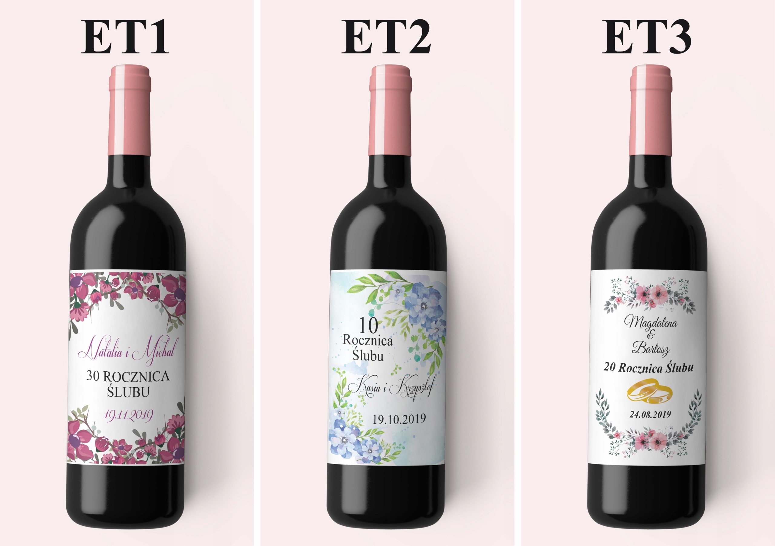 ETYKIETA NAKLEJKA NA WINO PREZENT ROCZNICA ŚLUBU Rodzaj etykiety samoprzylepne