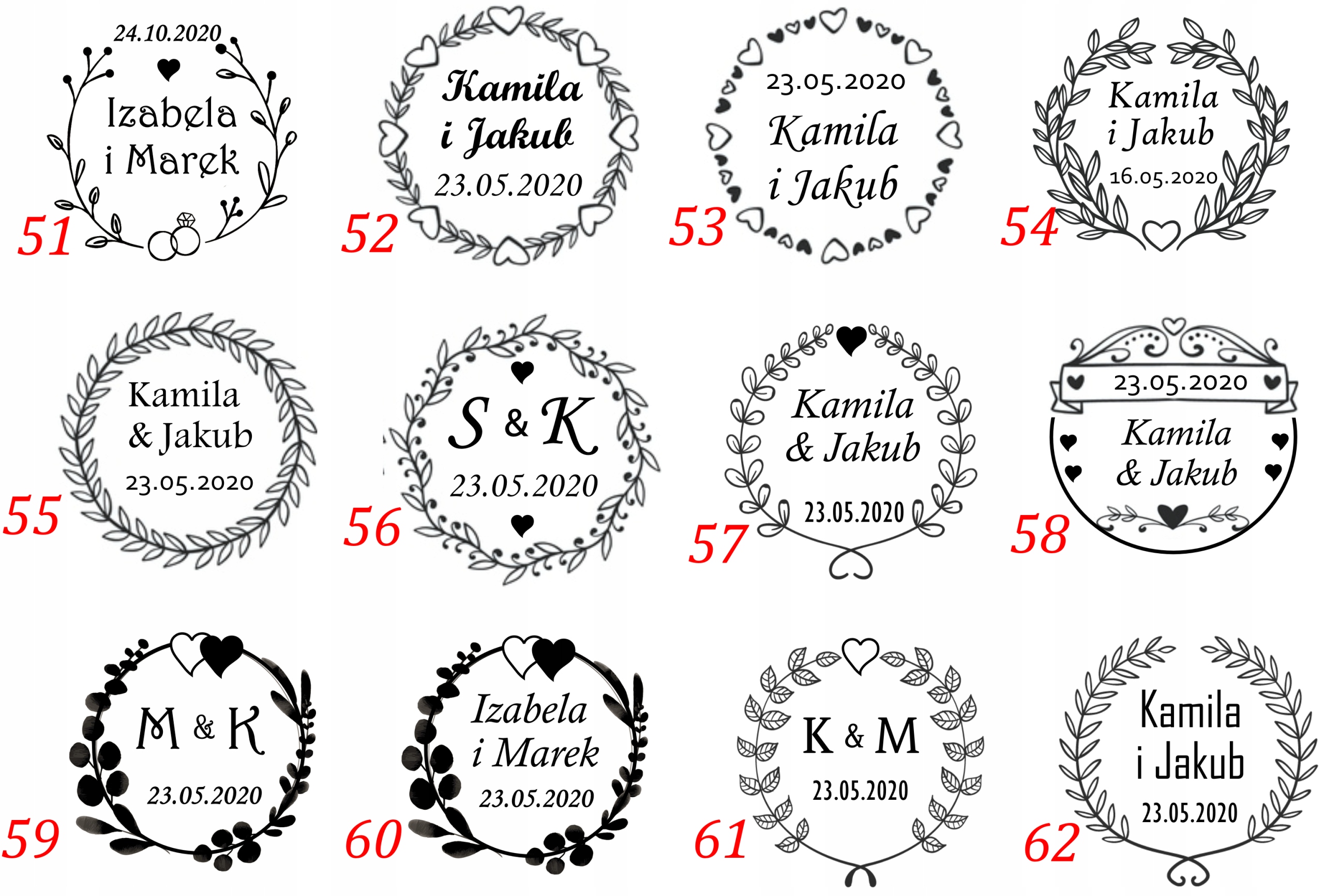 PIECZĄTKA NA ŚLUB PIECZĘĆ ŚLUBNA STEMPEL 6 CM Nazwa ślubna