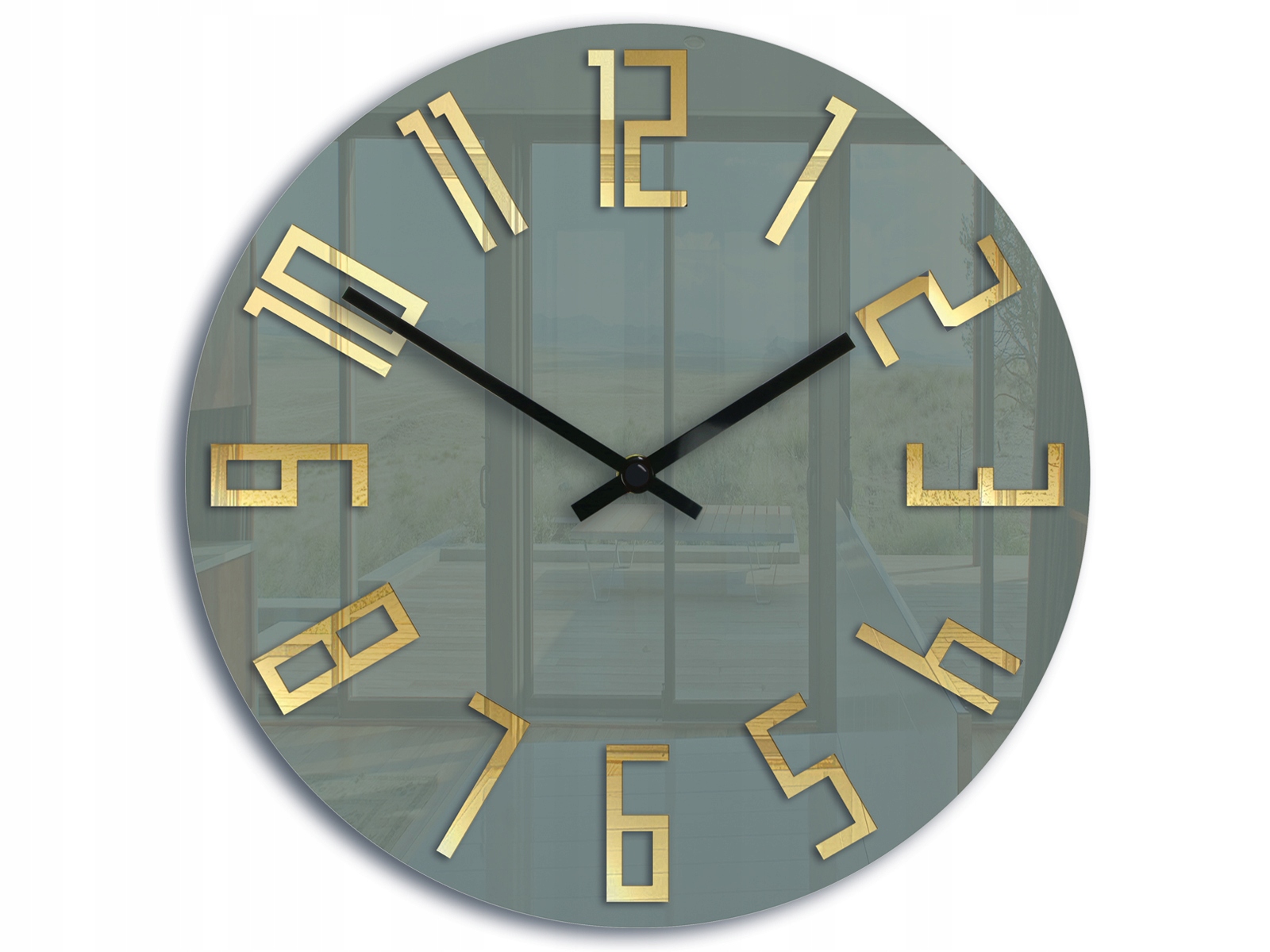 Zegar ścienny ModernClock Slim Szaro-Złoty Cichy