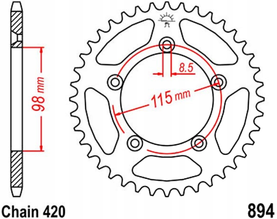 Zadní ozubené kolo Jt R894 46 50Z Ktm Sx 65 98-20