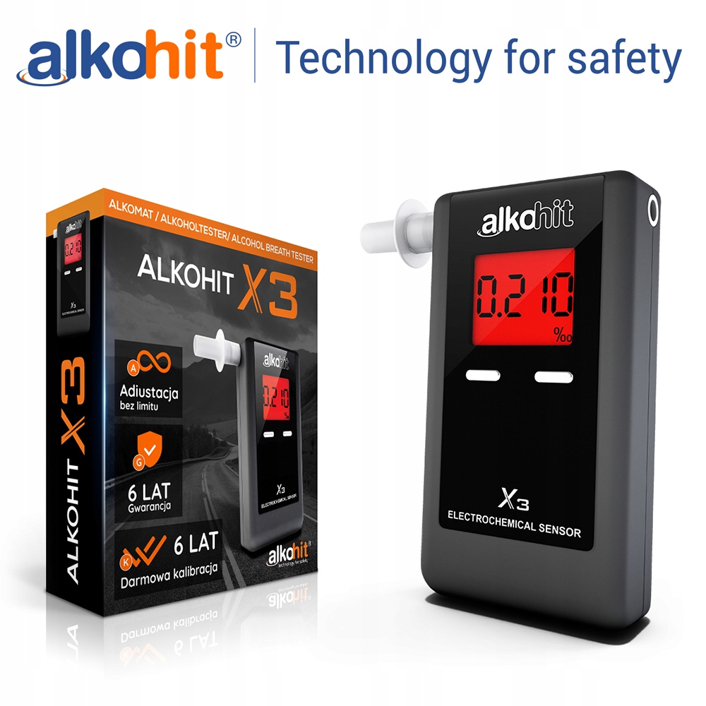 Alkomat ALKOHIT X3 Elektrochemiczny Kalibracje Measurement Resolution 0 001