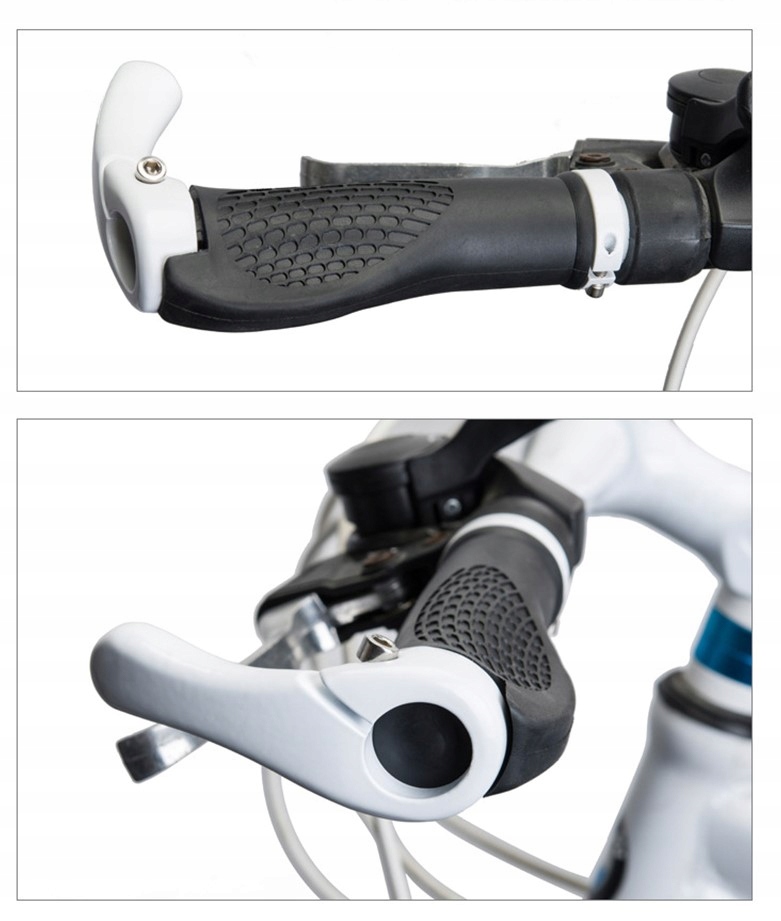 CHWYTY KIEROWNICY ROGI GUMOWE ROWEROWE ALU BIAŁE Materiał inny