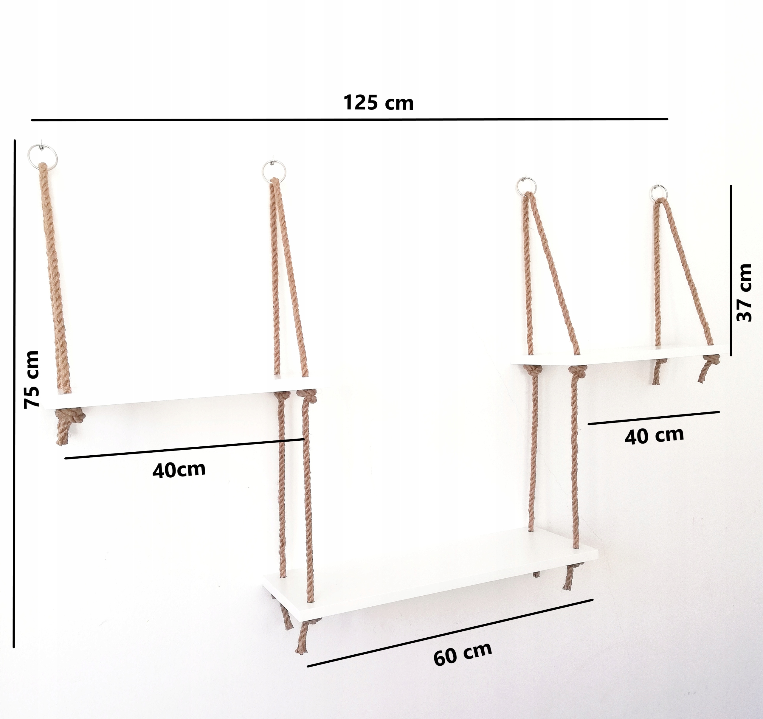 Wiszące półki na sznurkach, linach, boho Kod producenta 00