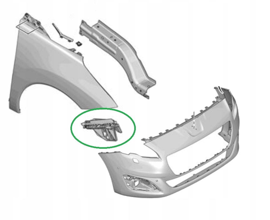SLIZG WSPORNIK ZDERZAKA Przod Prawy PEUGEOT 3008 Installation side Front