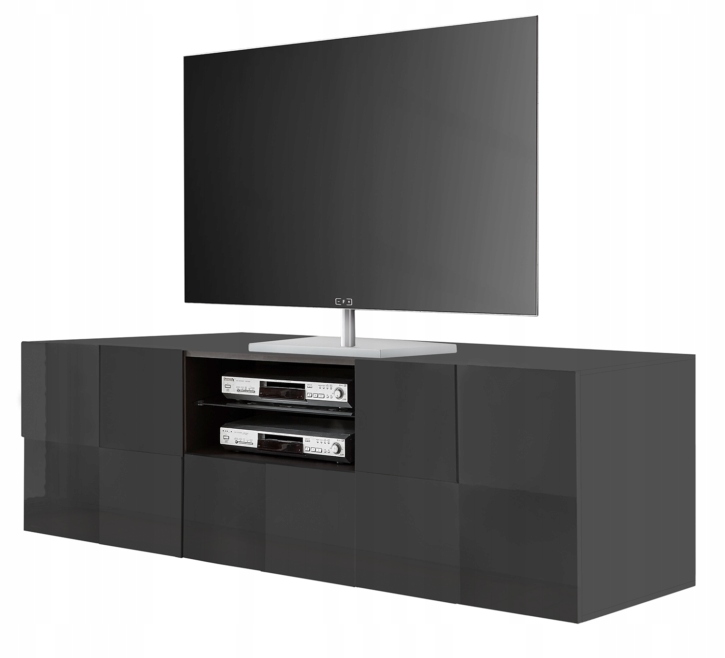 Quatro Włoska szafka Rtv antracyt stolik pod tv lakier połysk 181cm