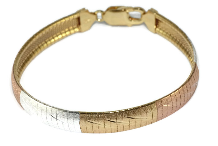 Stříbrný Náramek Italská Kleopatra 18 CM 3-BAREVNÉ